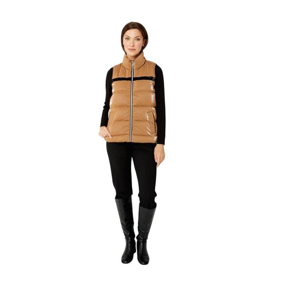 Dolcezza Sleeveless Puffer Vest XL Brown Jacket Layer - Picture 1 of 10